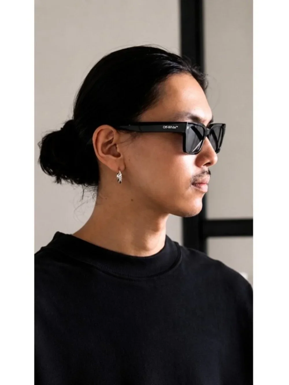 Off-White OERI108 MIDLAND 1007 Sunglasses Black Square Frame, Grey Lenses